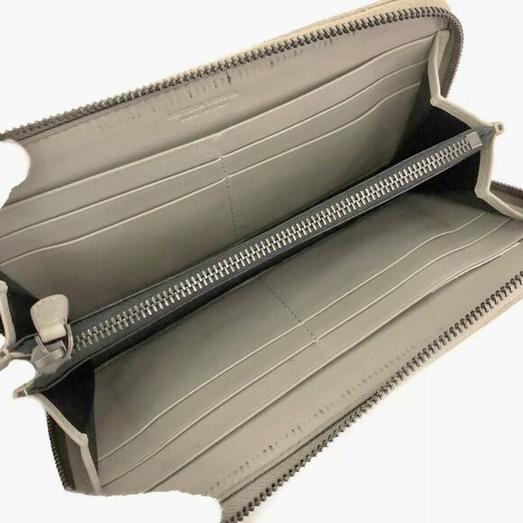 Authentic Bottega Veneta Intrecciato Lambskin Zip Around Long Wallet Gray - Picture 5 of 7